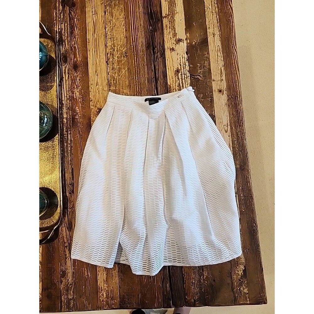 Armani Exchange AX Women Cotton/Nylon Pleated  Skirt WHITE Sz 0